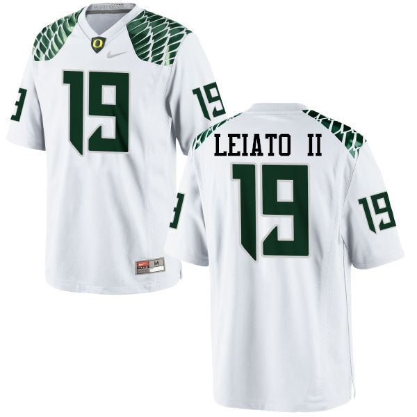 Men #19 Fotu T. Leiato II Oregon Ducks College Football Jerseys-White